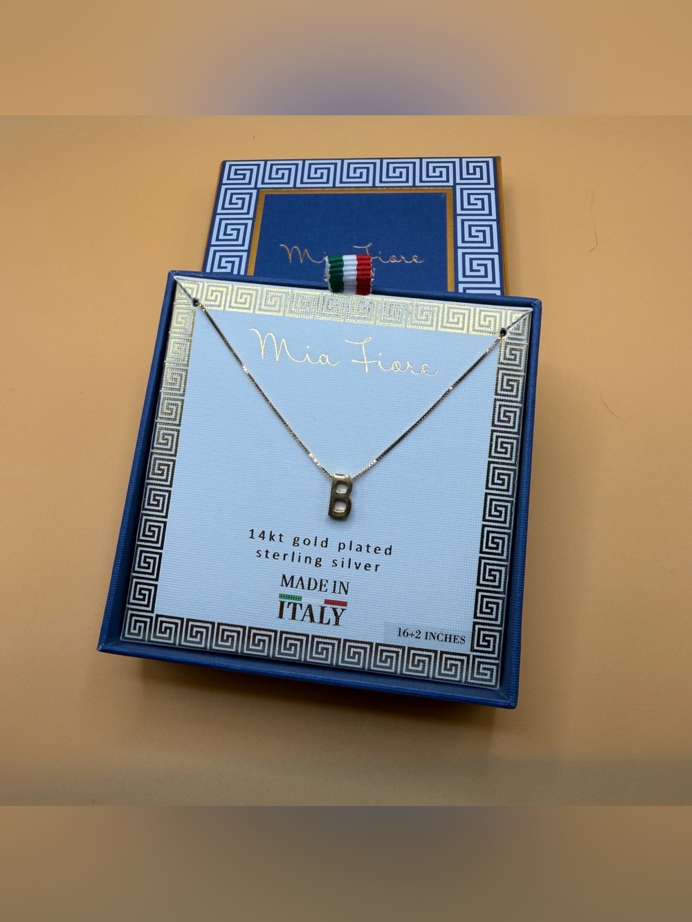 Mia Fiore 14kt Gold-Plated Sterling Silver 'B' Initial Necklace - Blue